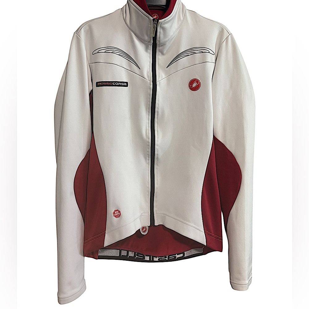 Castelli Maroon and White Cycling Zip Up Jacket